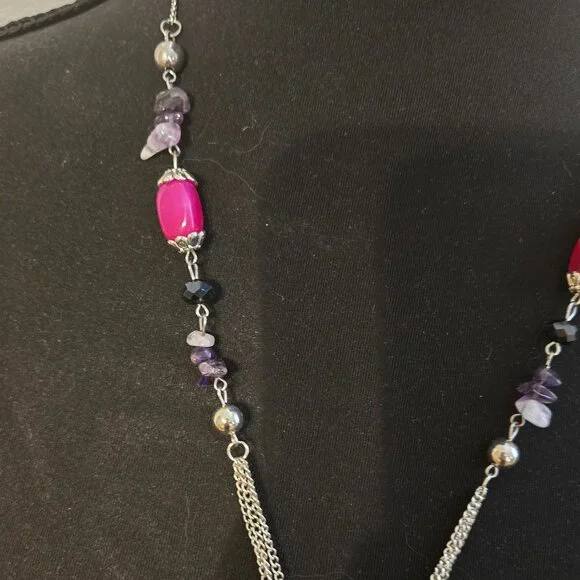 Bead & Chain Silver toned necklace - Extender clasp - Pre-Owned - Picture 3 of 4